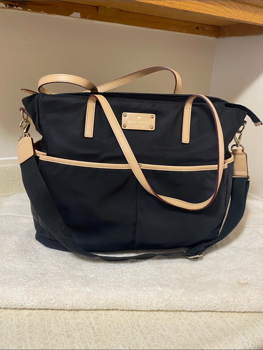 kate spade Black Nylon diaper bag with Crossbody strap